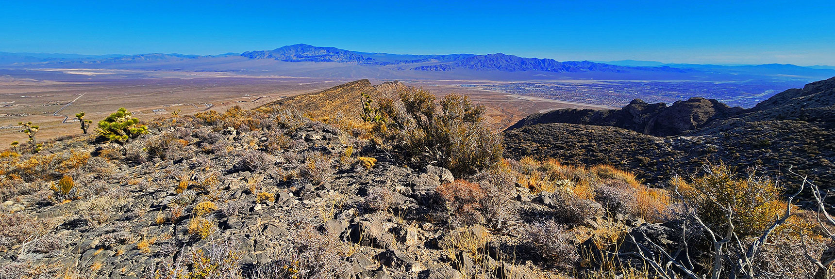 harris-springs-canyon-ridgeline-nevada-02-10-2025-024 Higher View Back Toward Sheep Range, Fossil Ridge, Gass Peak, Northern Vegas Valley | Harris Springs Canyon Ridgeline | La Madre Mountains Wilderness, Nevada