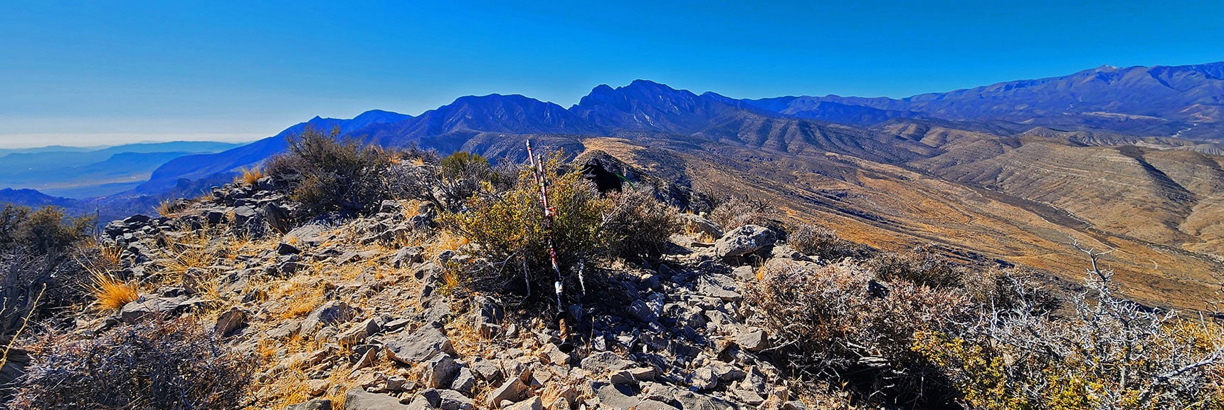 harris-springs-canyon-ridgeline-nevada-02-10-2025-032 Now on South Summit Looking South to La Madre Mts. Wilderness Heights | Harris Springs Canyon Ridgeline | La Madre Mountains Wilderness, Nevada