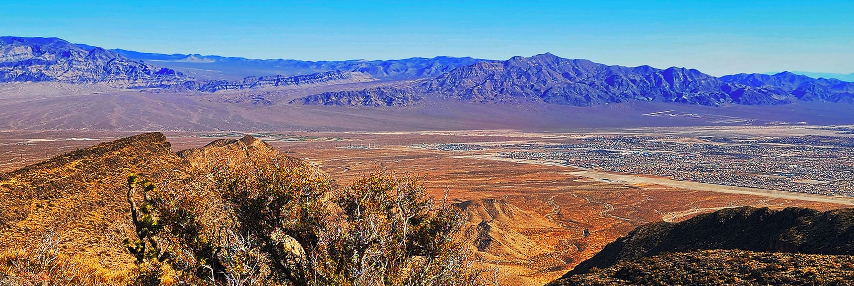 harris-springs-canyon-ridgeline-nevada-02-10-2025-044 Fossil Ridge (left), Gass Peak with Clark County Gun Range (right) | Harris Springs Canyon Ridgeline | La Madre Mountains Wilderness, Nevada