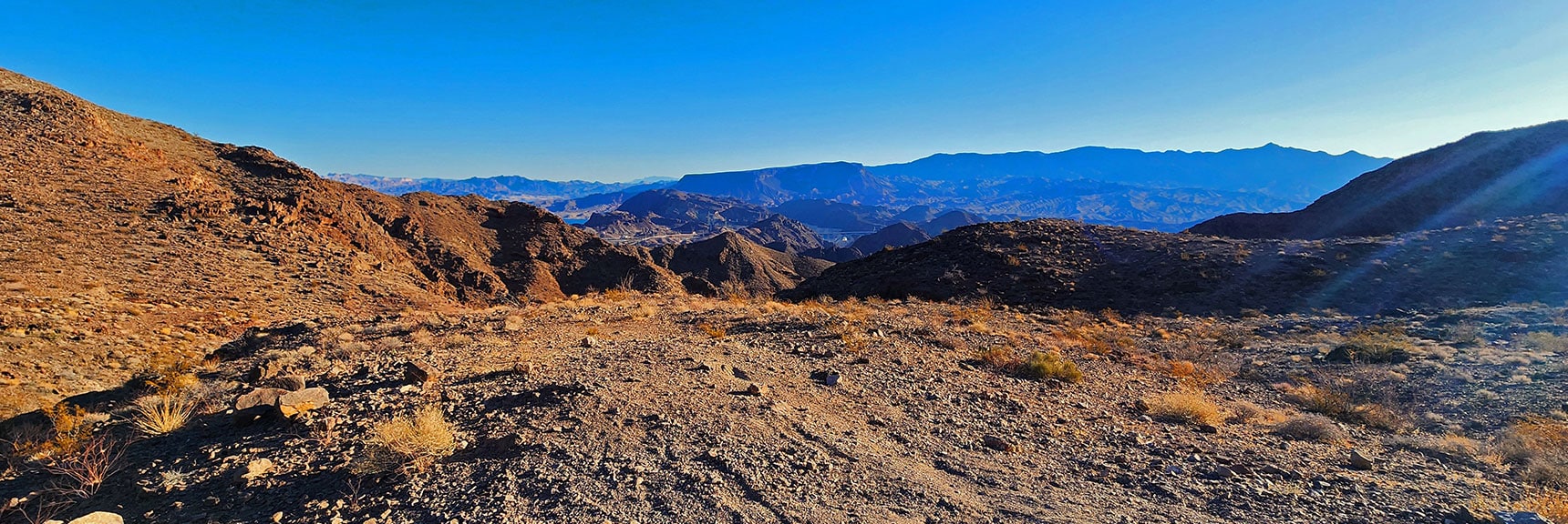 black-canyon-overlook-loop-nevada-02-06-2025-005 Turn Left onto Black Canyon Overlook Rd. Views of Fortification Hill, Mt. Wilson | Black Canyon Overlook Loop | Lake Mead NRA, Nevada