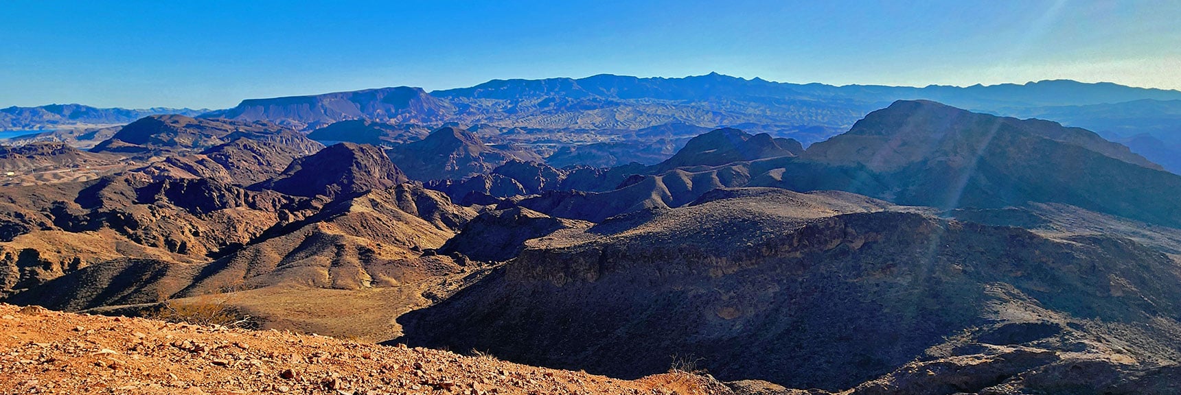 black-canyon-overlook-loop-nevada-02-06-2025-007a Fortification Hill, Mt Wilson, Goldstrike Mt. from Black Canyon Overlook | Black Canyon Overlook Loop | Lake Mead NRA, Nevada