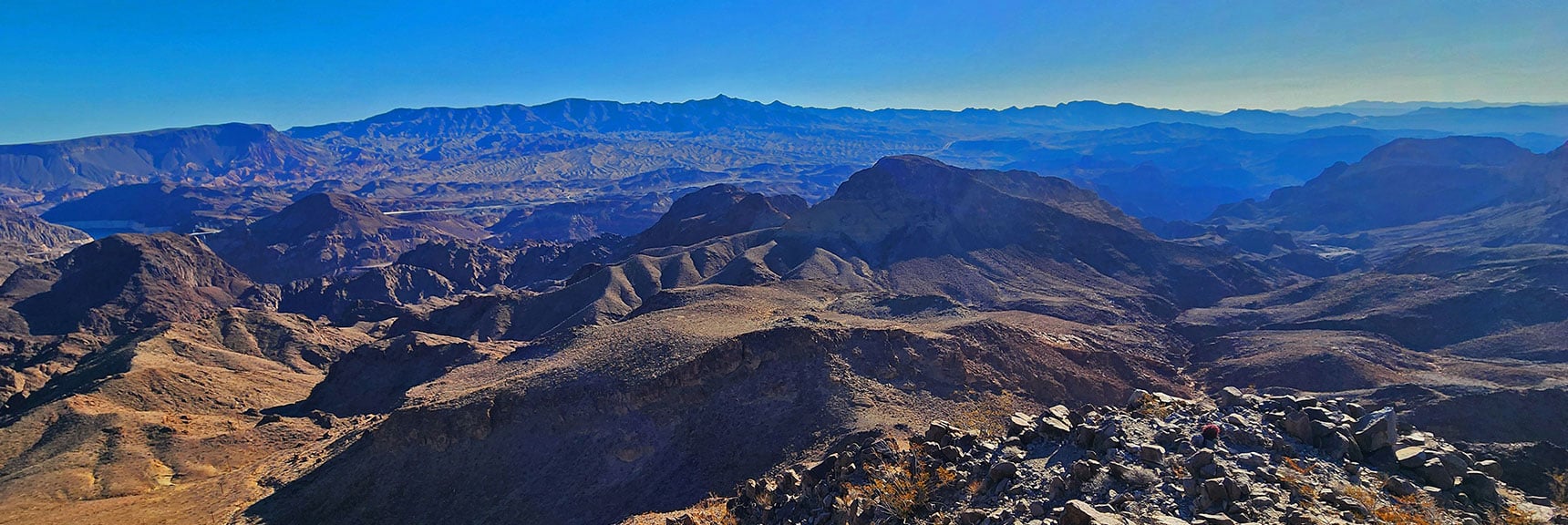 black-canyon-overlook-loop-nevada-02-06-2025-015 View East to Mt. Wilson Arizona, High Point on Black Mountains Ridgeline | Black Canyon Overlook Loop | Lake Mead NRA, Nevada