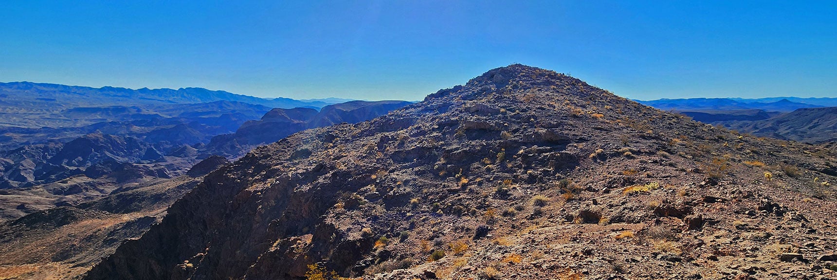 black-canyon-overlook-loop-nevada-02-06-2025-019 Closing in on Final Ridgeline Height. Descent Ridge is Just Beyond | Black Canyon Overlook Loop | Lake Mead NRA, Nevada