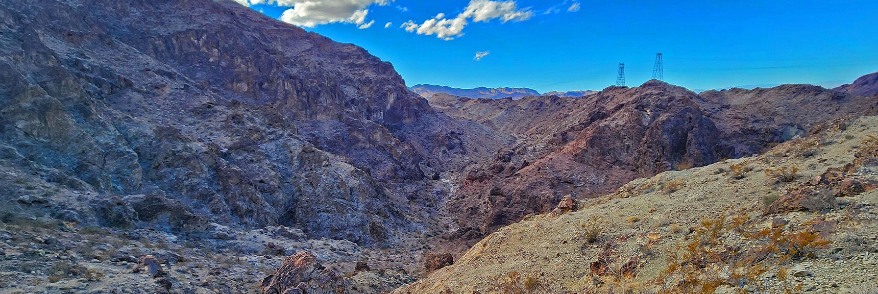 black-canyon-overlook-loop-nevada-02-06-2025-46 Arrival at Canyon High Point. Goldstrike Pass Rd at Towers Ahead. | Black Canyon Overlook Loop | Lake Mead NRA, Nevada