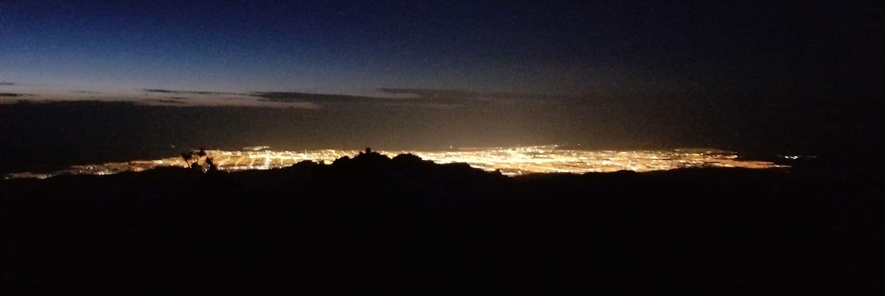 Lights of Las Vegas from Griffith Peak Summit at 4:20am Just Before Sunrise