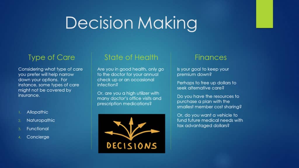 Making a Health Insurance Decision | Sheri Martin, Licensed Life & Health Broker, Dr, of Naturopathy