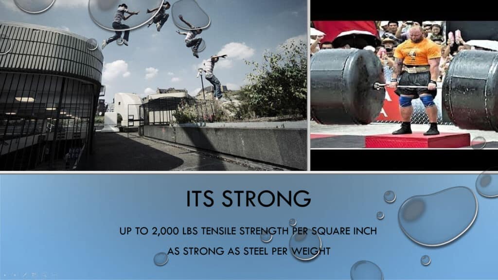ITS STRONG UP TO 2,000 LBS TENSILE STRENGTH PER SQUARE INCH AS STRONG AS STEEL PER WEIGHT Gus Vargas, Owner of Structura Body Therapies in Las Vegas, Nevada