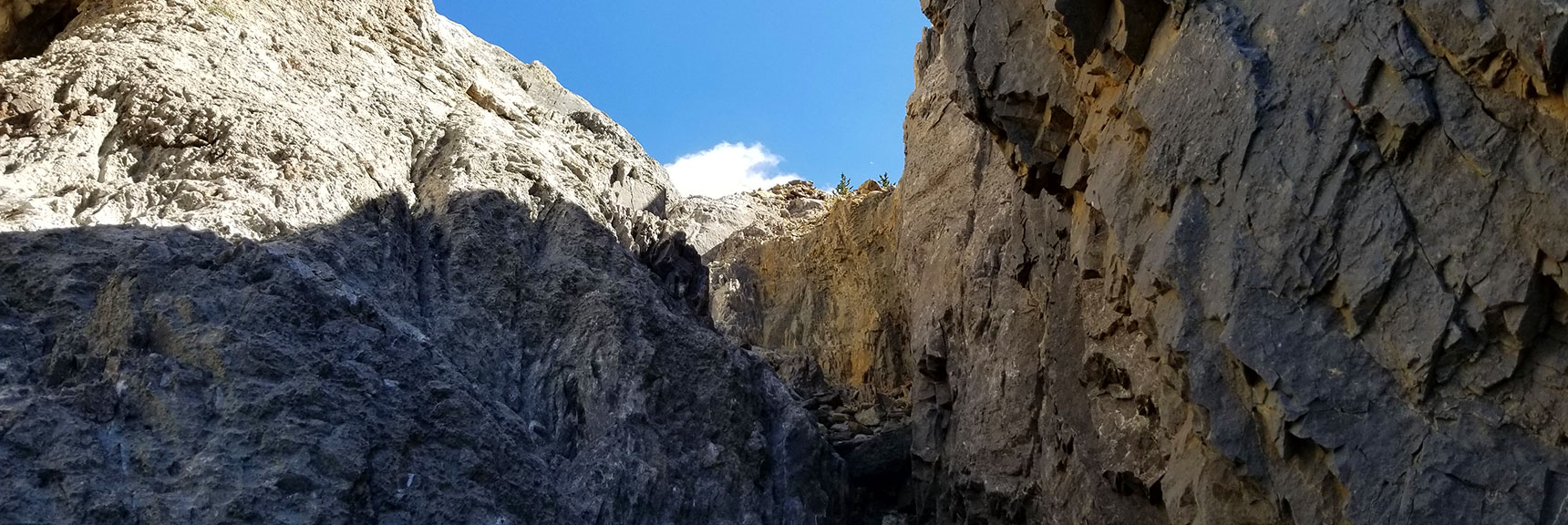 Ascending the Final Approach Canyon on Mummy Mt West Side in Mt Charleston Wilderness, Nevada