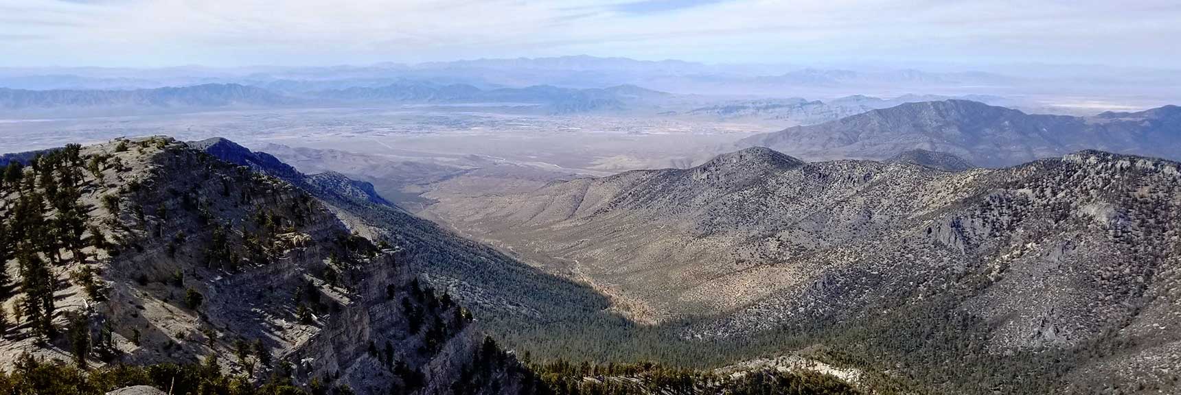 Pahrump and Telescope Peak Viewed from Lee Peak in Kyle Canyon, Spring Mountains, Nevada Slide 001