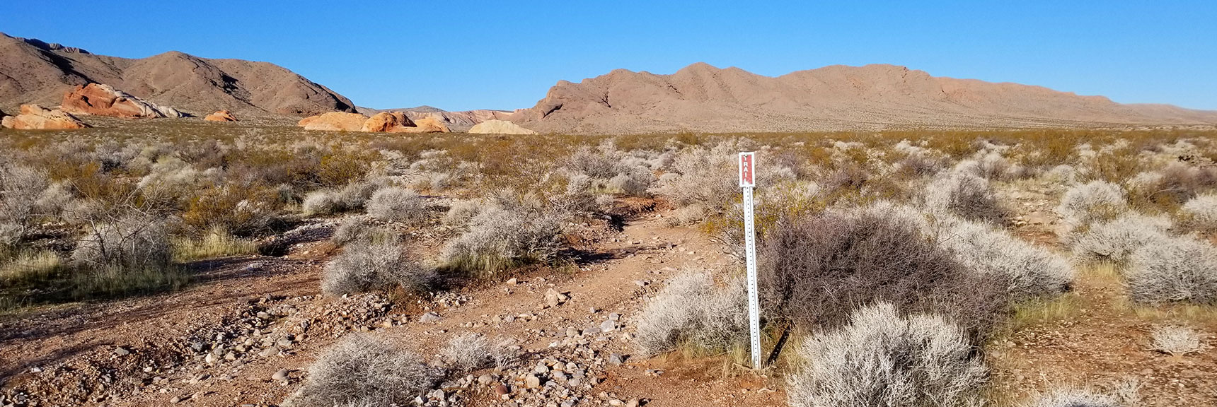 Trail Markers Lead You Through the Open Desert on Pinnacles Loop Trail in Valley of Fire State Park, Nevada
