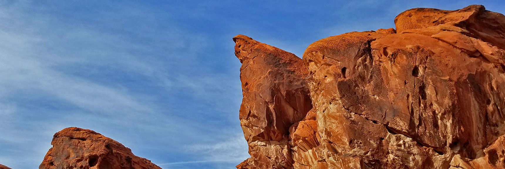 Red and White Rock Against Blue Sky in Fire Canyon in Valley of Fire State Park, Nevada