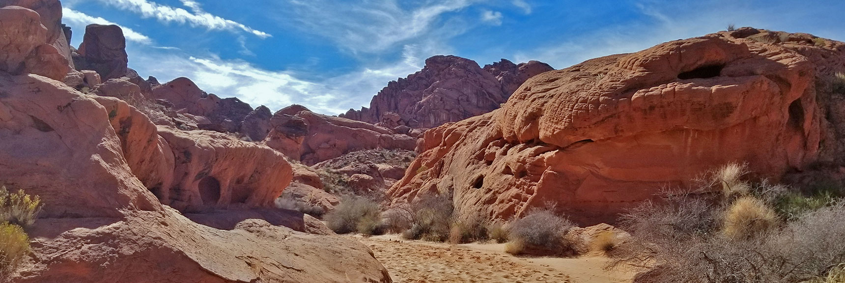 Approaching a Turn-Around Point on on Natural Arches Trail, Valley of Fire State Park, Nevada