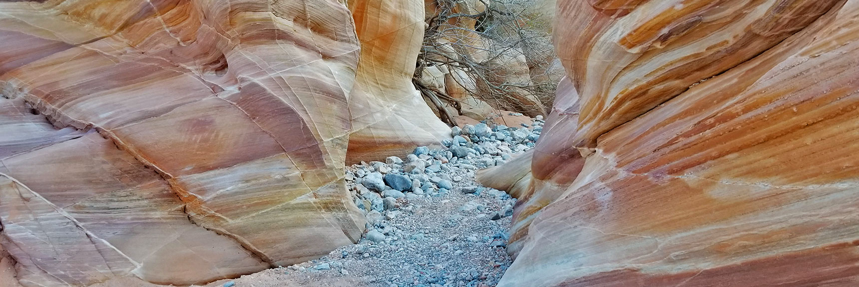 Passing Through Firewave Rocks While Descending Through the Northern Canyon Wash on Prospect Trail in Valley of Fire State Park, Nevada Prospect Trail in Valley of Fire State Park, Nevada