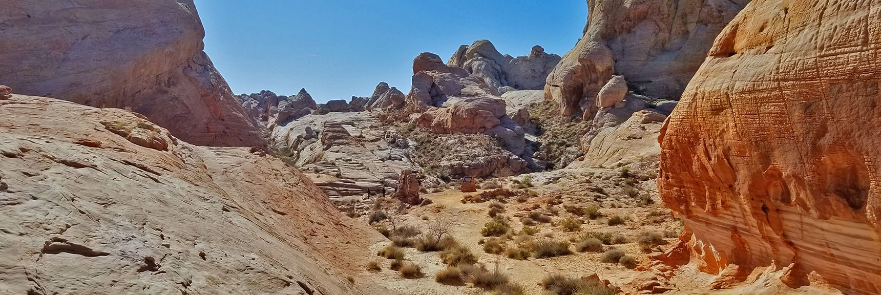 Descending Toward the Old Hollywood Movie Set in White Domes Loop Trail in Valley of Fire State Park, Nevada