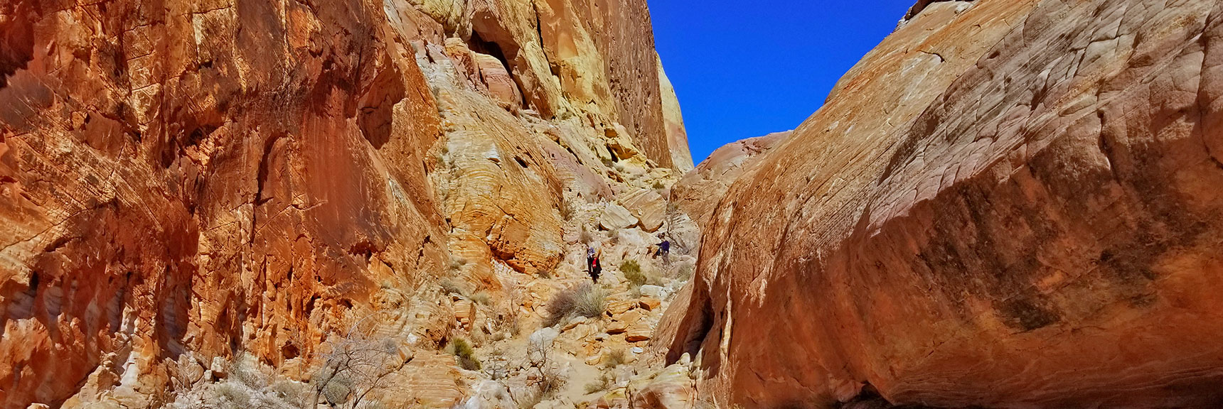 Looking Back Up at the Initial Descent Route in White Domes Loop Trail in Valley of Fire State Park, Nevada