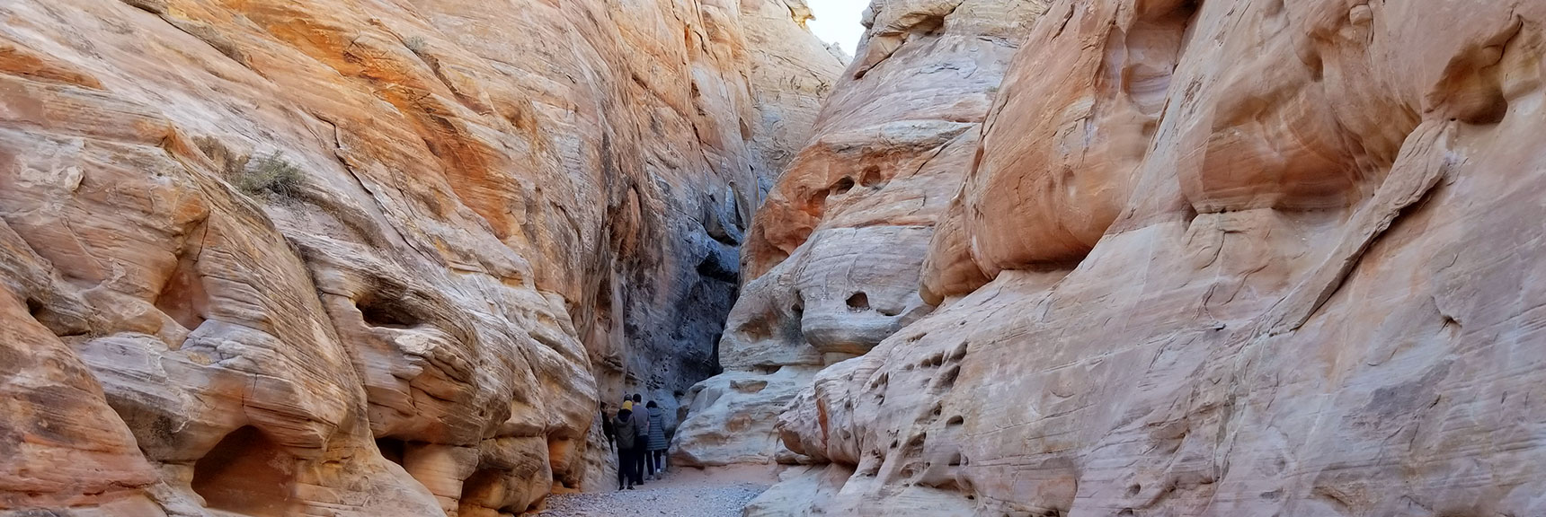 Entering the Slot Canyon at the Rear of White Domes Loop Trail in Valley of Fire State Park, Nevada