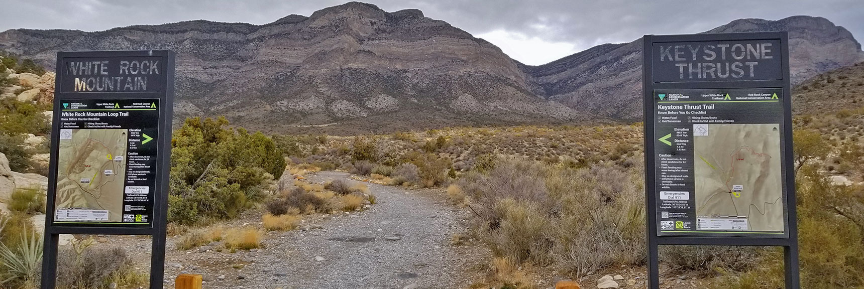 Trailhead at White Rock Mountain Loop in Red Rock Park, Nevada