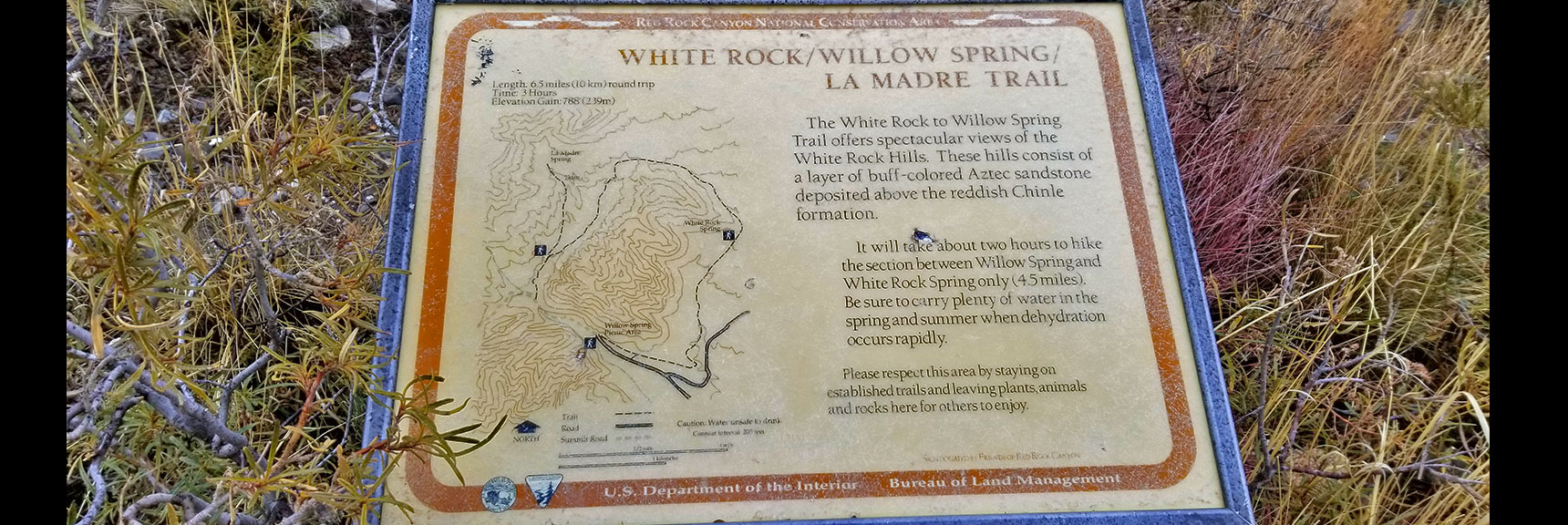 Map of White Rock Mountain Loop in Red Rock Park, Nevada