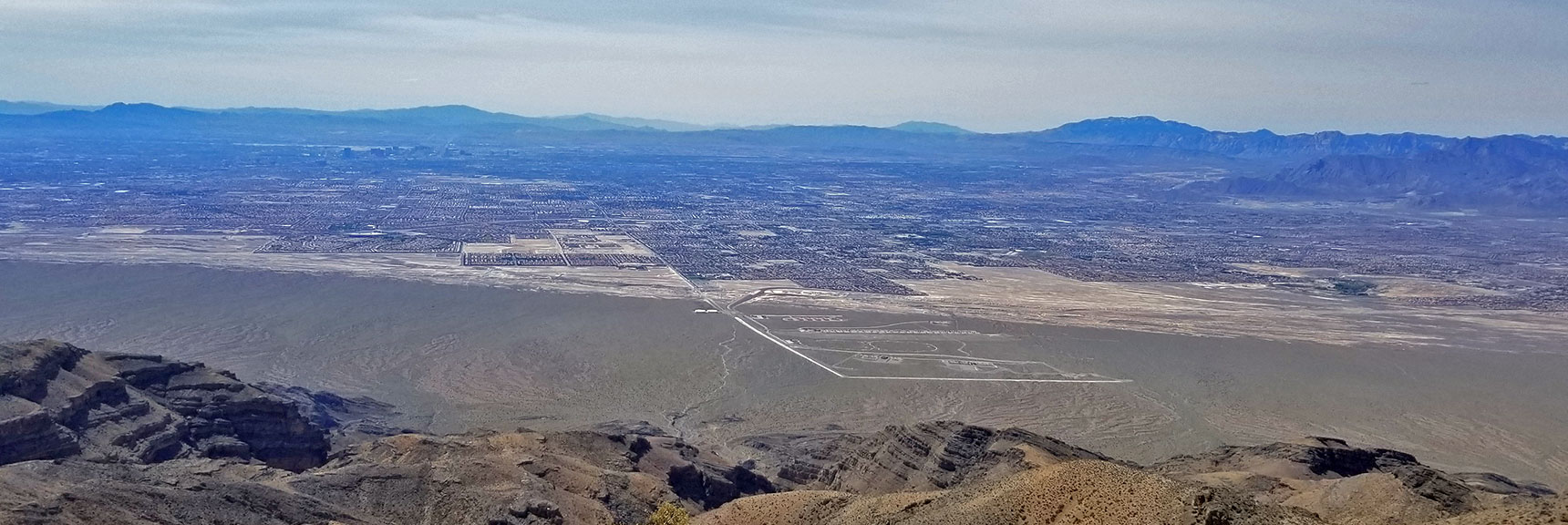 View of Las Vegas Upon Passing the Mid-Summit Bluff on the Gass Peak Gauntlet Route | Gass Peak Eastern Summit Ultra-marathon Adventure, Nevada