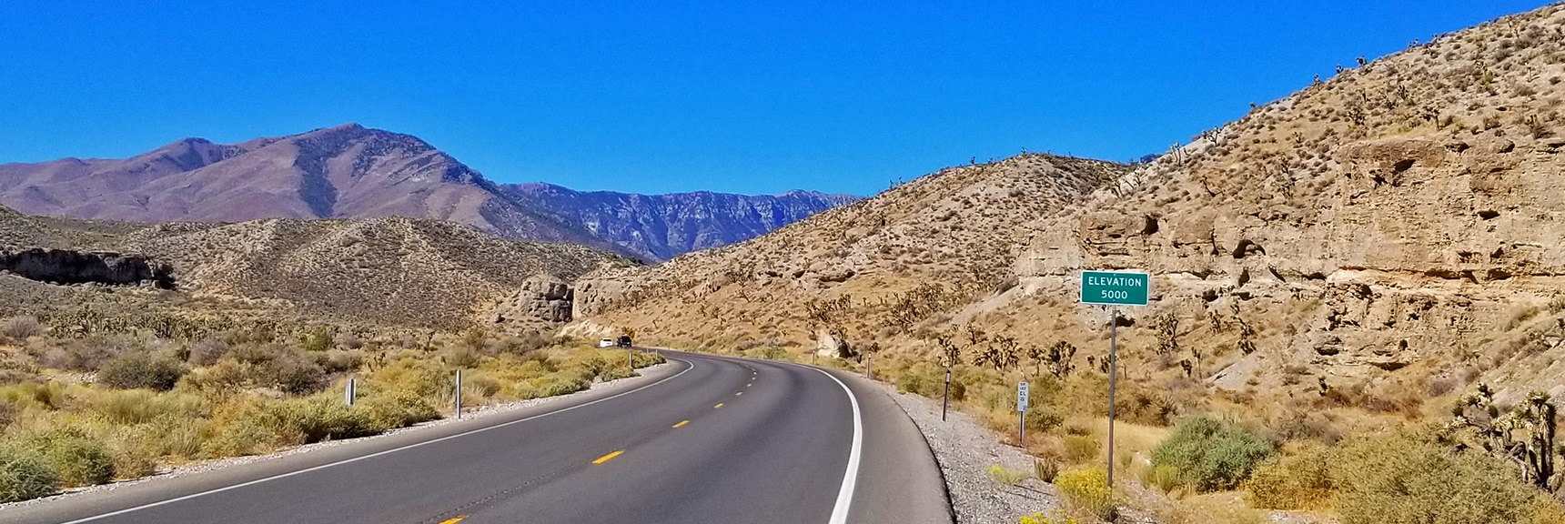 5000 ft Elevation Marker Closing In of Harris Springs / Kyle Canyon Intersection| Harris Springs Canyon | Biking from Centennial Hills | Spring Mountains, Nevada