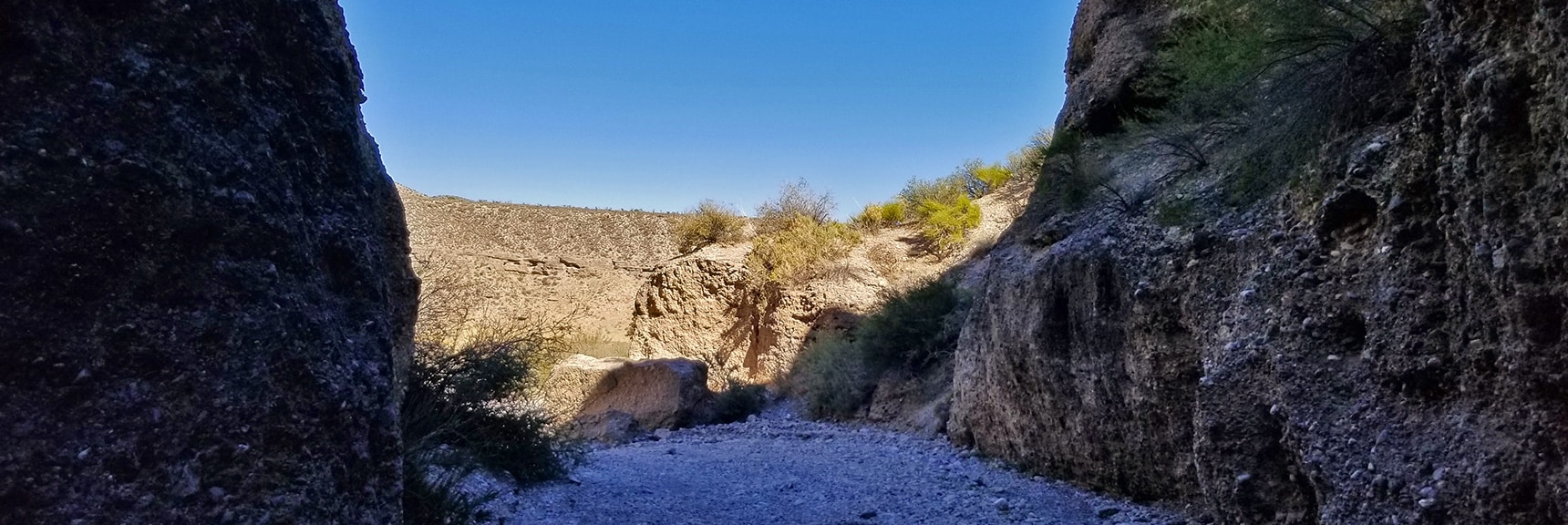View Back Down Out the Opening of the Slot Canyon | Harris Springs Canyon | Biking from Centennial Hills | Spring Mountains, Nevada