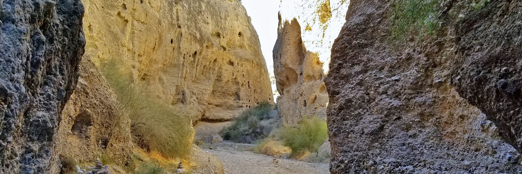 Continuing Through the Slot Canyon, Rock Walls Change Color | Harris Springs Canyon | Biking from Centennial Hills | Spring Mountains, Nevada