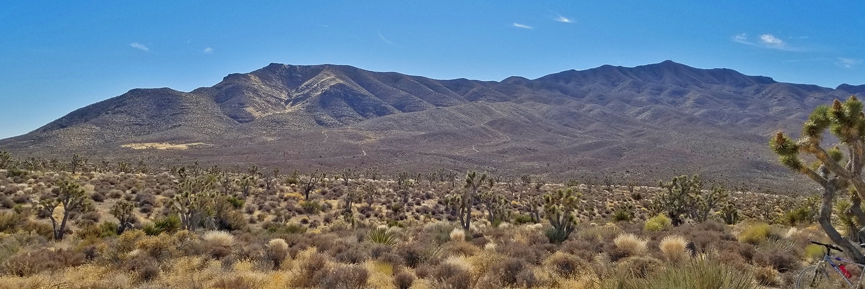 Summit and Northeastern Edge of Gass Peak from Gass Peak Road Near Trailhead. Trail in View | Gass Peak Road Circuit | Desert National Wildlife Refuge | Nevada