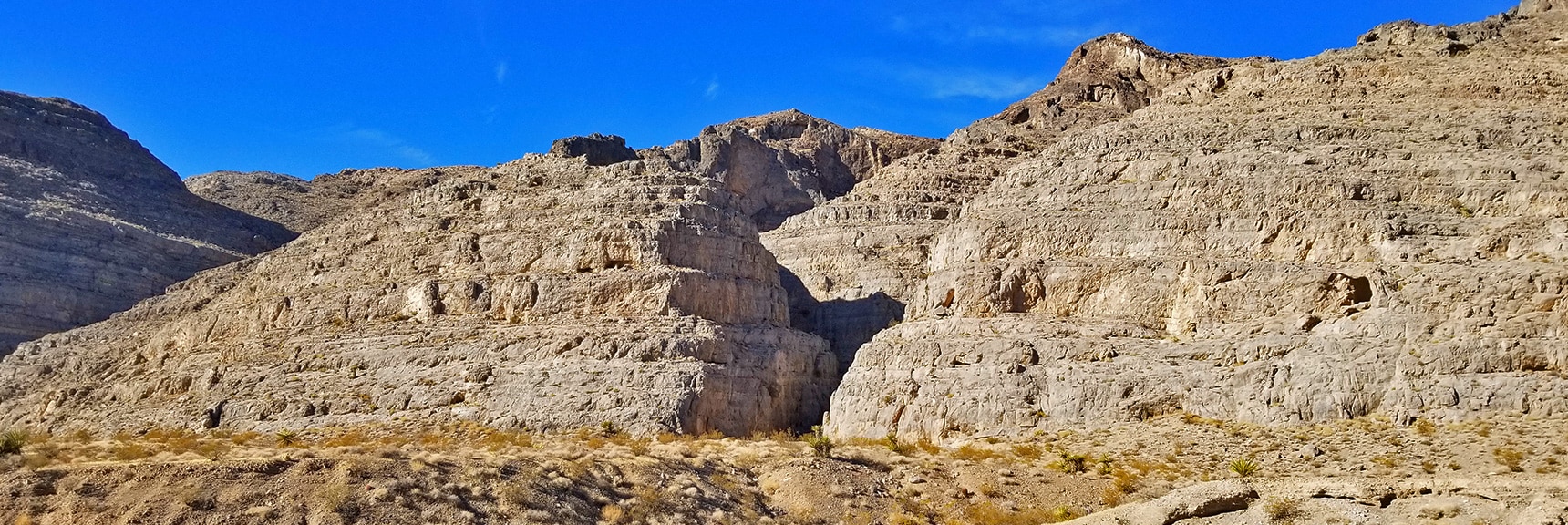 Slot Canyon on Western Cliffs in Pass | Gass Peak Road Circuit | Desert National Wildlife Refuge | Nevada