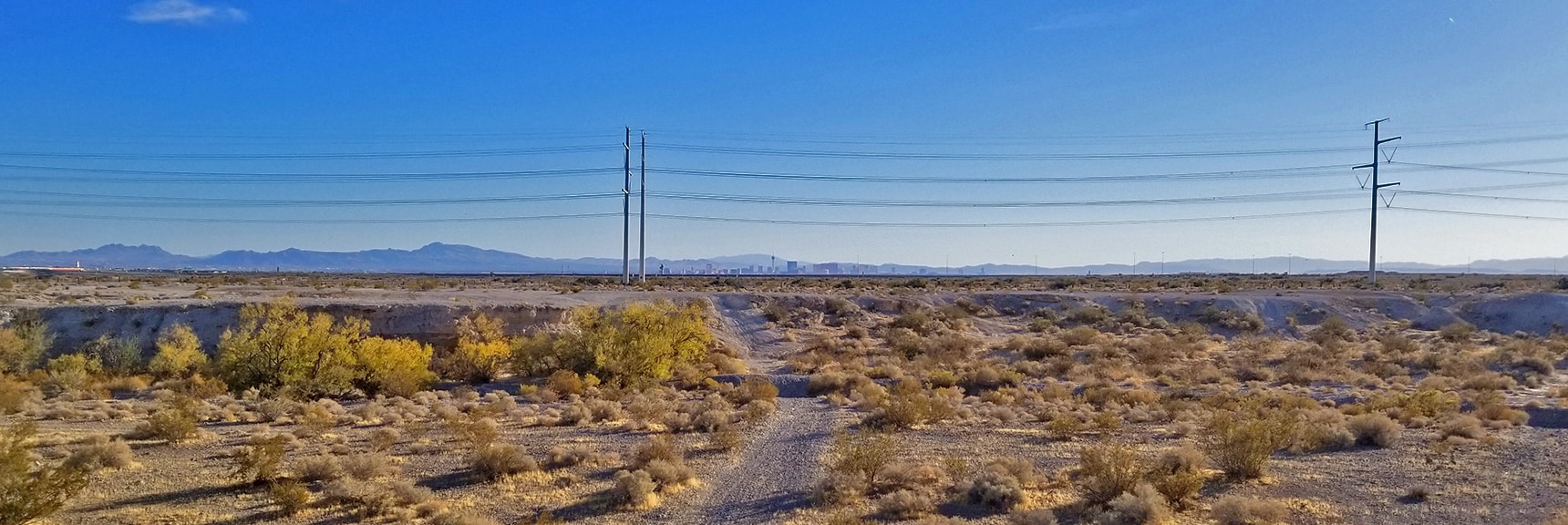 Power Lines. Turn Right on Maintenance Road Which Will Become Grand Teton Road in Centennial Hills Area | Gass Peak Road Circuit | Desert National Wildlife Refuge | Nevada