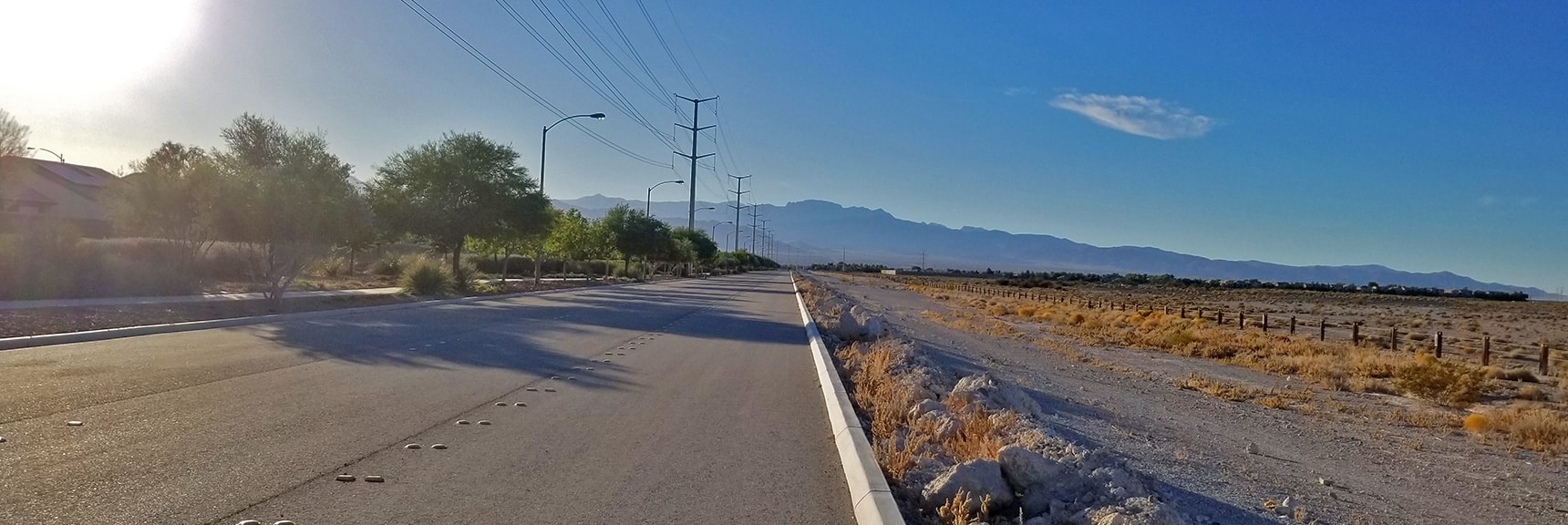 Power Line Maintenance Road Becomes Grand Teton Road. Mt. Charleston Wilderness in Distance. | Gass Peak Road Circuit | Desert National Wildlife Refuge | Nevada