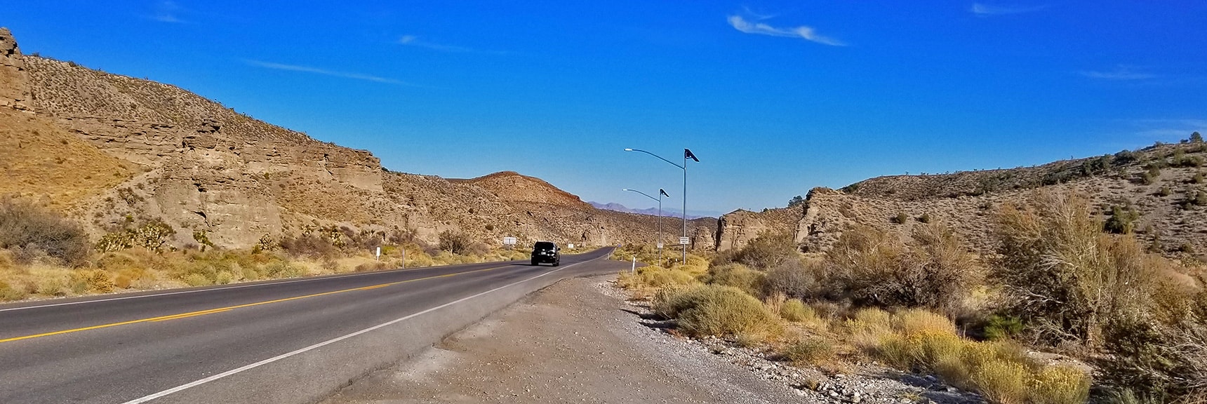Heading Down Kyle Canyon Rd from Junction with Upper Harris Springs Rd (10 min to lower junction). | Harris Springs Rd, Harris Mountain Rd | Spring Mountains Wilderness, Nevada