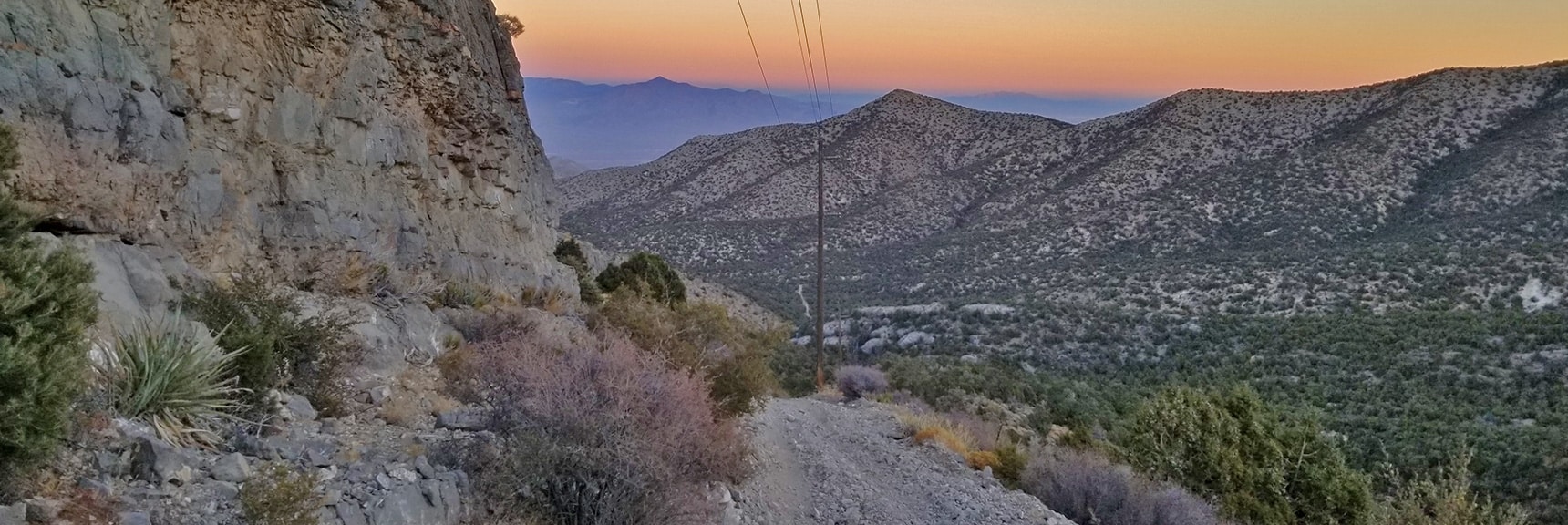 Sunset View Down Lucky Strike Road from About 1/4th Mile Below Angel Peak | Angel Peak via Lucky Strike Road | Mt Charleston Wilderness | Spring Mountains, Nevada