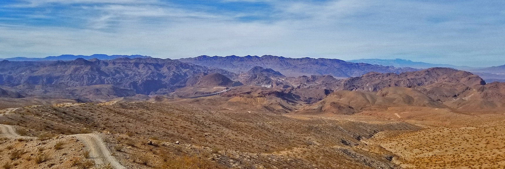 Hoover Dam Area Viewed from High Point on North Mine Access Road | Kingman Wash Access Road | Lake Mead National Recreation Area, Arizona