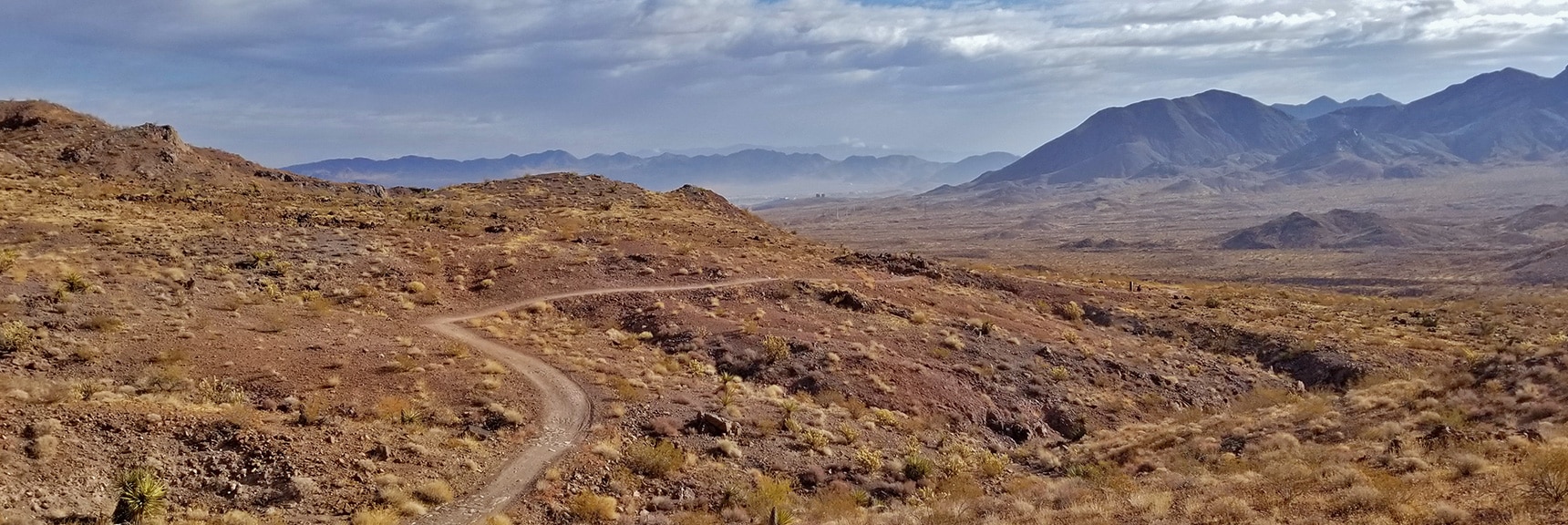 One of the Final Views Back Toward the Trailhead, Henderson and Lake Mead Area| McCullough Hills Trail in Sloan Canyon National Conservation Area, Nevada