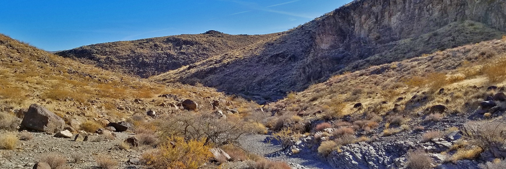 Heading Back for Closer Look at Petroglyph Gallery. | Petroglyph Canyon | Sloan Canyon National Conservation Area, Nevada