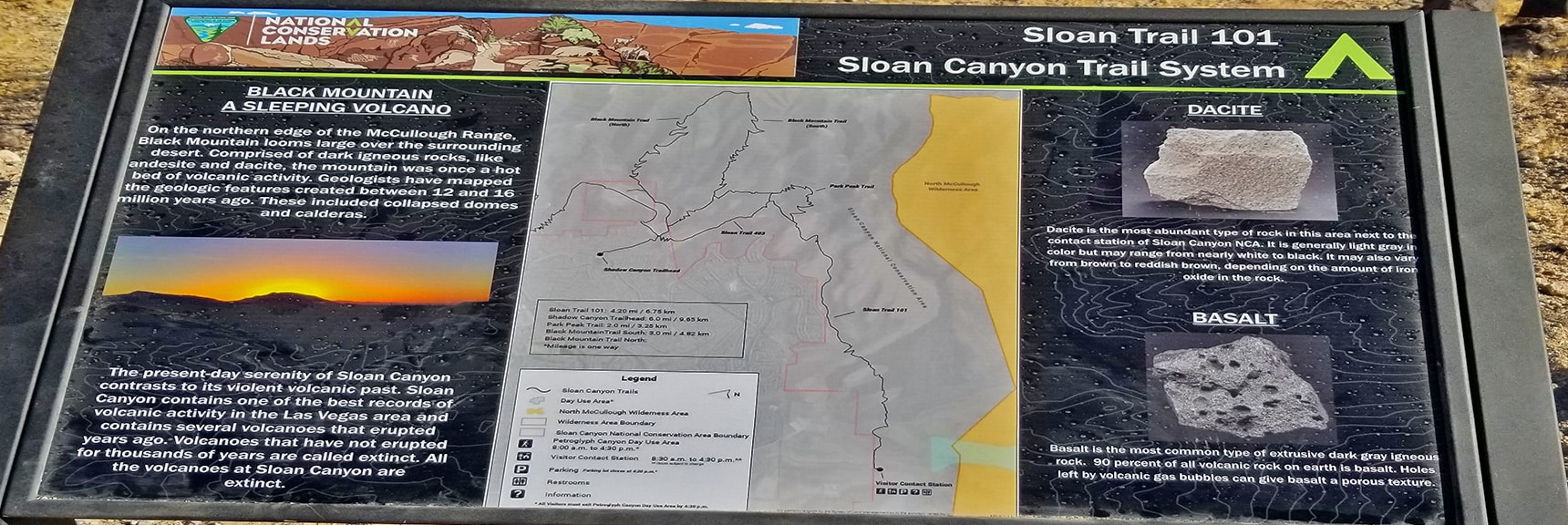McCullough Hills Vulcanic Area Interpretive Sign | Petroglyph Canyon | Sloan Canyon National Conservation Area, Nevada