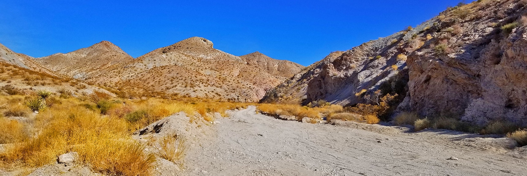 View Up Fortification Hill Road. Gravel Becomes Too Deep for Mountain Bike. | Fortification Hill | Lake Mead National Recreation Area, Arizona