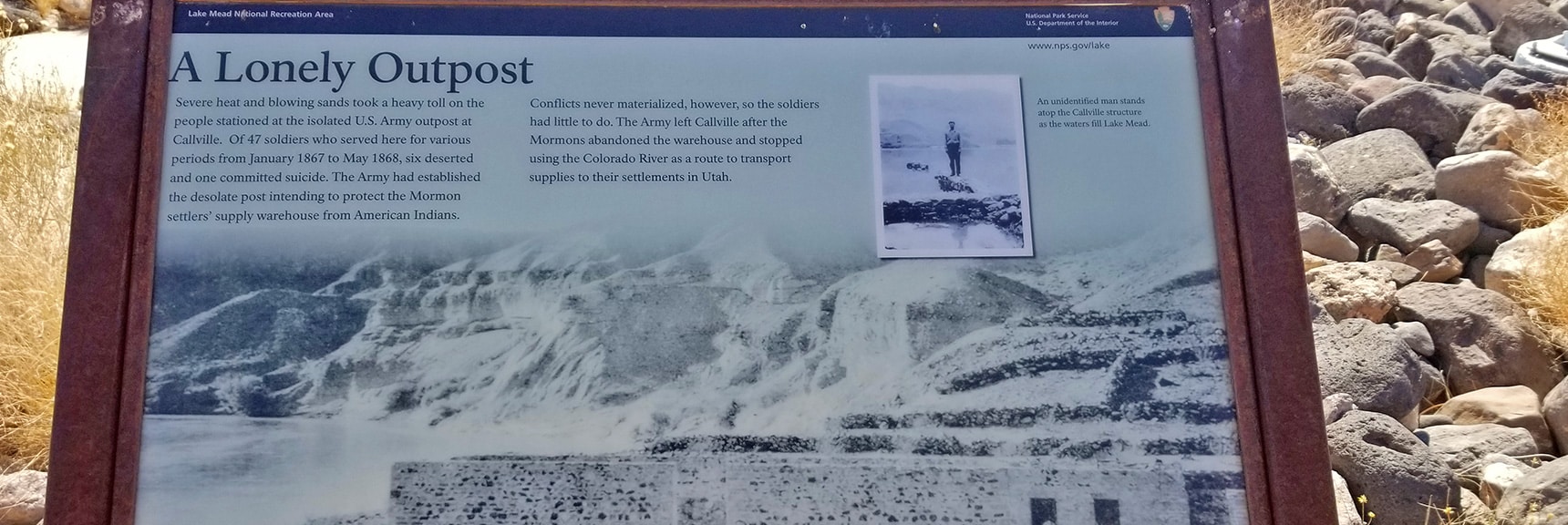 Interpretive Display of Military Outpost Beneath Lake Mead at Callville Bay | Callville Summit Trail | Lake Mead National Recreation Area, Nevada