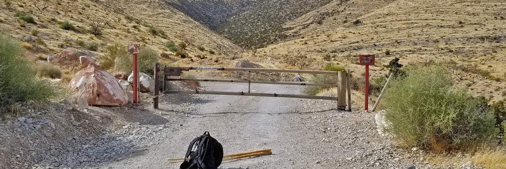 Gated Entrance to Potosi Mountain Communications Equipment Maintenance Road | Potosi Mountain Spring Mountains Nevada