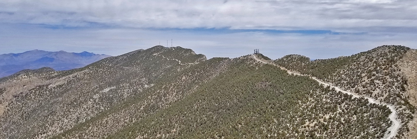 Mid Summit, North Summit and Access Road Viewed from the South Summit | Potosi Mountain Spring Mountains Nevada