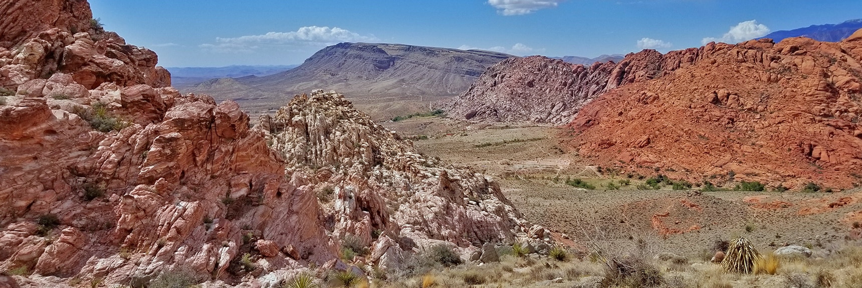 View Down Pink Goblin Pass Toward Calico Hills and Blue Diamond Mt | Kraft Mountain Loop | Calico Basin, Nevada