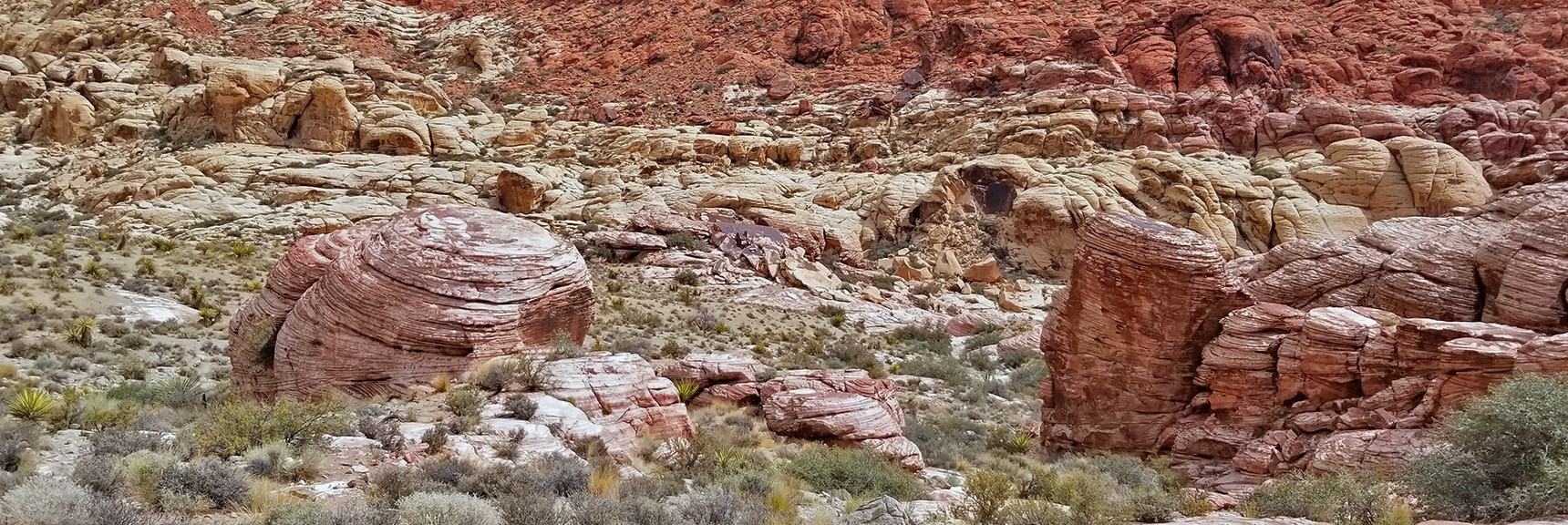 Beautiful Rock Formations Descending Pink Goblin Pass | Kraft Mountain Loop | Calico Basin, Nevada