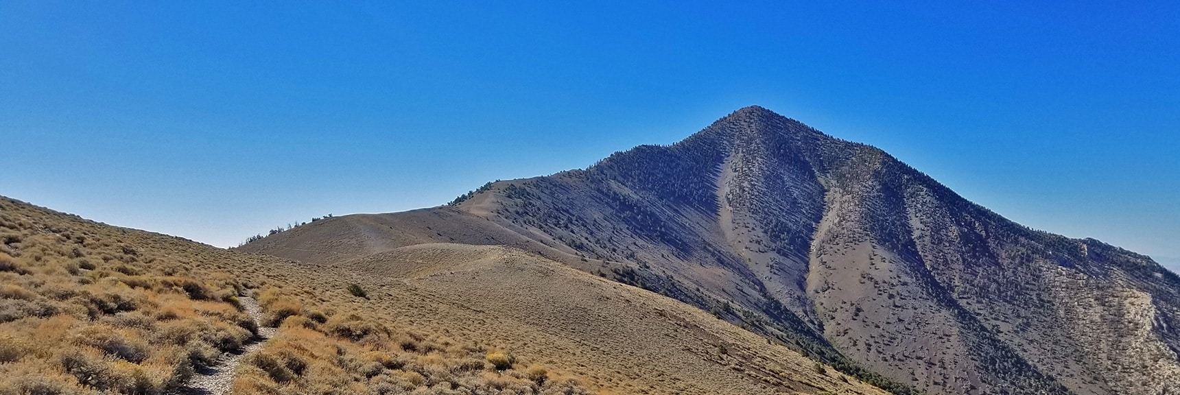 Rounding Bennett Peak to Full View of Telescope Peak and Final Ascent | Telescope Peak Summit from Wildrose Charcoal Kilns Parking Area, Panamint Mountains, Death Valley National Park, California