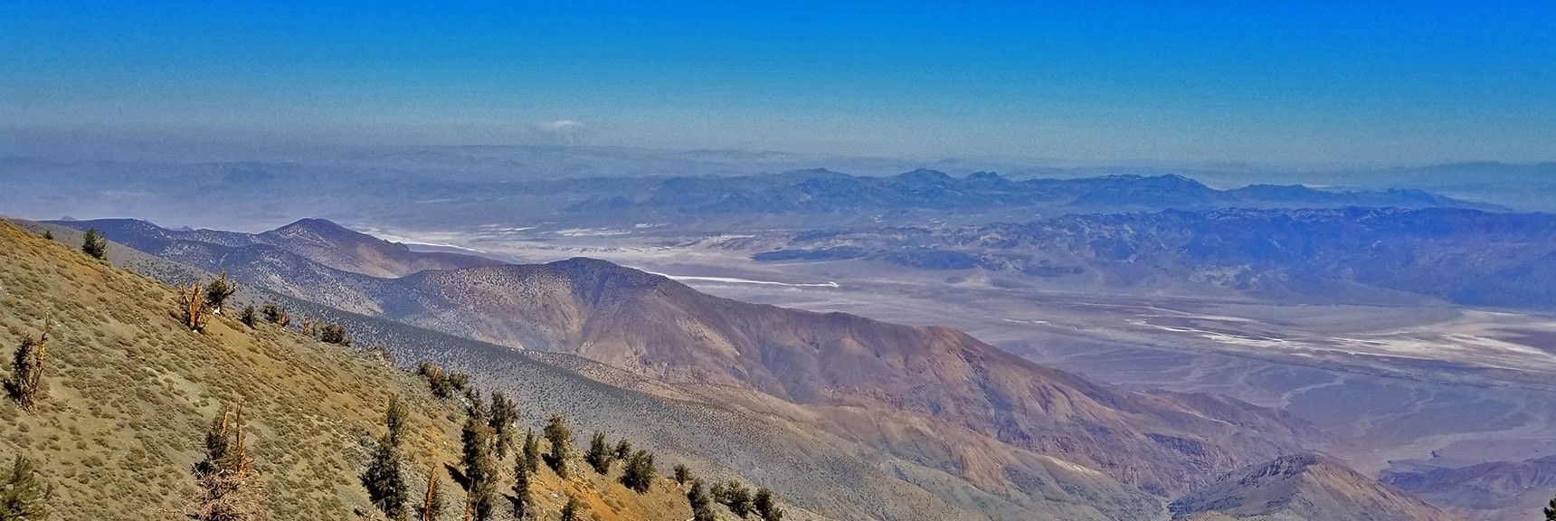 View Northeast to Death Valley Floor. Furnace Creek Ranch and Inn are Visible | Telescope Peak Summit from Wildrose Charcoal Kilns Parking Area, Panamint Mountains, Death Valley National Park, California