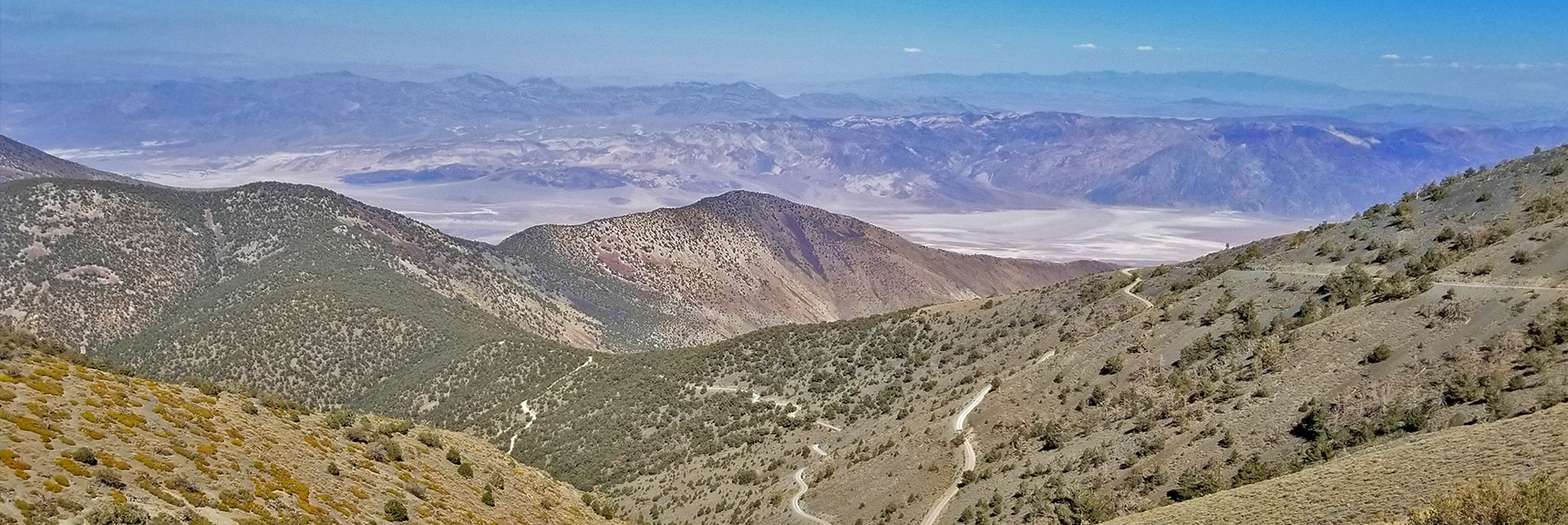 3,100ft Plunge Down Roads from Rogers Peak Summit to Wildrose Charcoal Kilns...at a Run! | Telescope Peak Summit from Wildrose Charcoal Kilns Parking Area, Panamint Mountains, Death Valley National Park, California