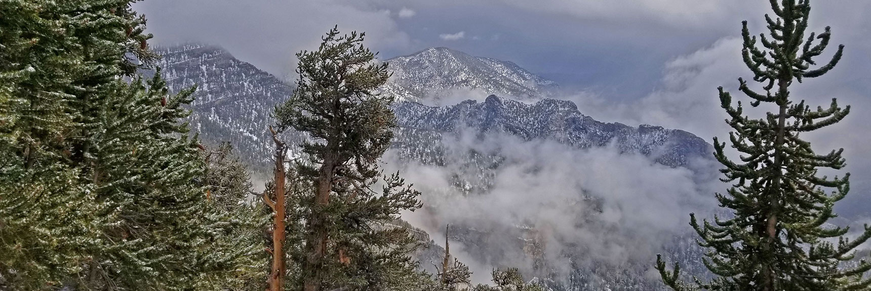 Clouds Passing Through the Kyle Canyon Scenery - Hide, Then Reveal Views | Charleston Peak Loop October Snow Dusting | Mt. Charleston Wilderness | Spring Mountains, Nevada