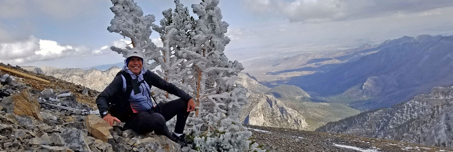 Lonely Grove of Trees Overlooking Kyle Canyon | Charleston Peak Loop October Snow Dusting | Mt. Charleston Wilderness | Spring Mountains, Nevada