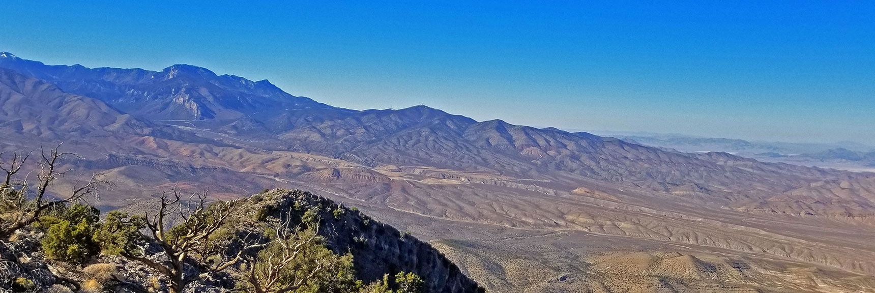 Summit View: Ridge Stretching Northeast of Mummy Mountain. Kyle Canyon in Foreground | La Madre Mountain,, El Padre Mountain, Burnt Peak | La Madre Mountains Wilderness, Nevada
