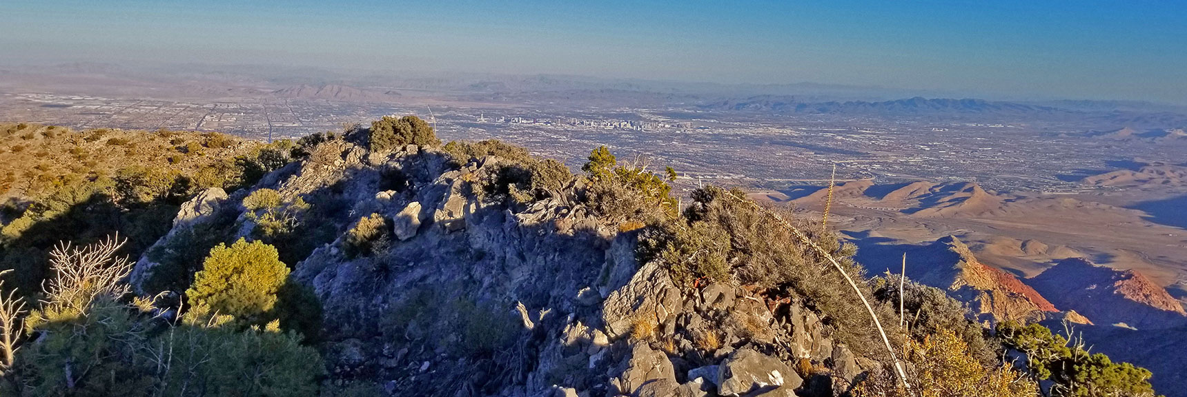Southern Las Vegas Valley and Vegas Strip from El Padre Mt Summit | La Madre Mountain,, El Padre Mountain, Burnt Peak | La Madre Mountains Wilderness, Nevada