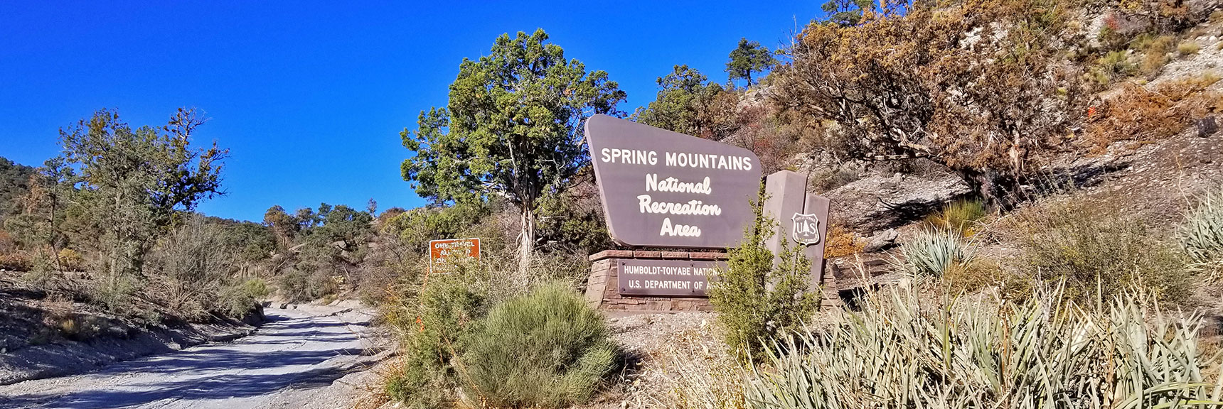 Entrance to Spring Mountains National Recreation Area | Potosi Mountain Northwestern Approach, Spring Mountains, Nevada